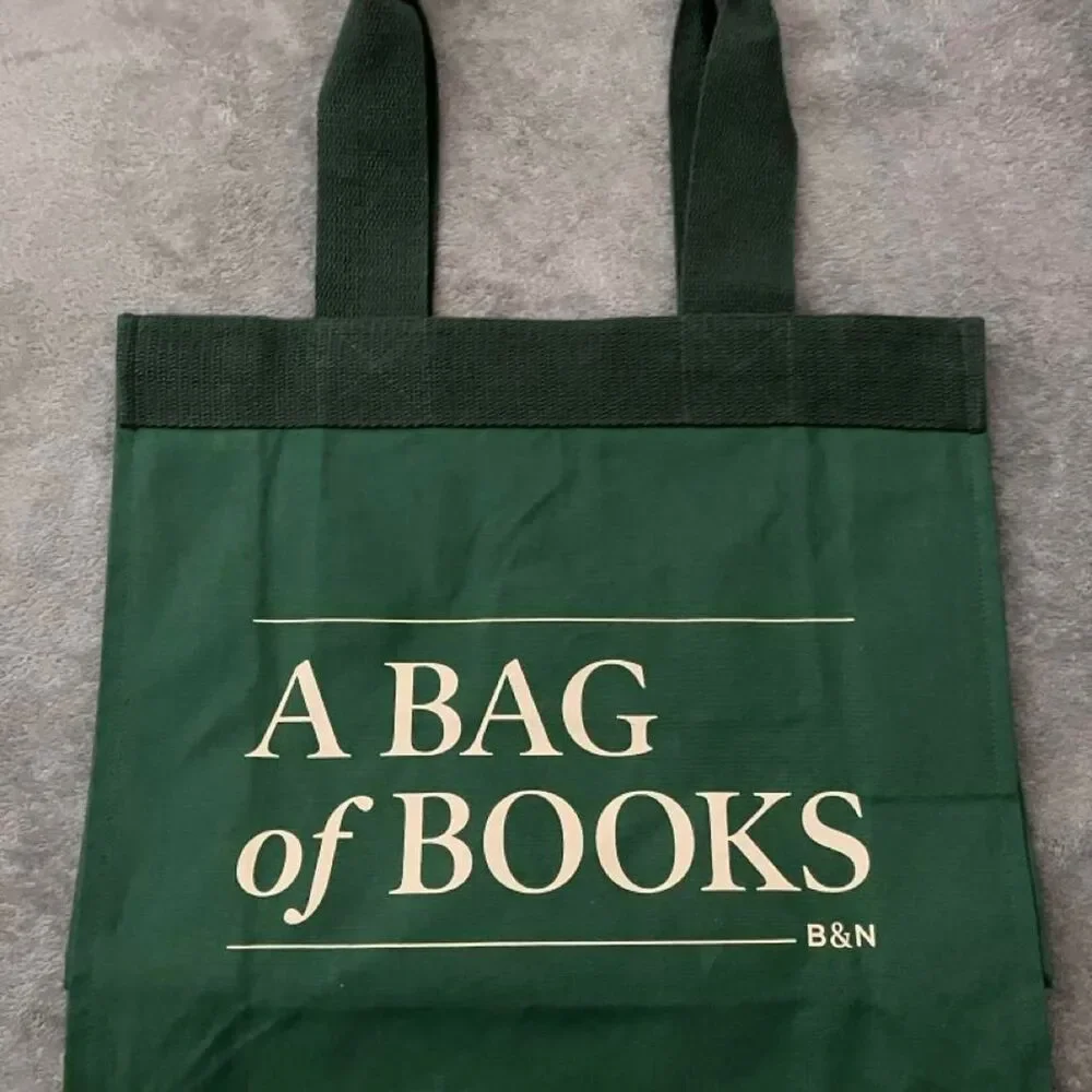 Barnes & Noble A Bag of Books Green Canvas Tote Bag